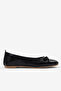Women's Black Snakeskin Look Bow Detailed Casual Ballerinas - 4