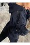 Women's Long Sleeve Hooded Pulpayet Detailed Viscose Two Thread Blouse Trousers Double Suit - 5