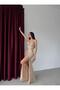 Beige Thin Strap Y Slit Sequin Evening Dress - 2