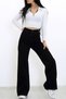 Black Loose Fit Women's High Waist Palazzo Jeans Stretch Fabric Stretchy Denim Pants New Hsn-7