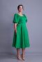 Grass Green Balloon Sleeve Square Neck Midi Dress - 4