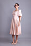 Cream Balloon Sleeve Square Neck Midi Dress - 2