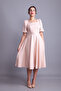 Cream Balloon Sleeve Square Neck Midi Dress - 5