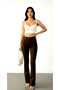 Brown Flared Power Lycra Women's Flare Jean Trousers