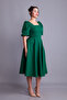 Emerald Balloon Sleeve Square Neck Midi Dress - 3