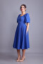 Denim Blue Balloon Sleeve Square Neck Midi Dress - 3