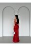 Red Thin Strap Y Slit Sequin Evening Dress - 5