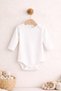 Baby Long Sleeve Bodysuit 100% Cotton American Collar Snap Fastener Bodysuit Off-White 0-36 Months 5 Pieces - 3