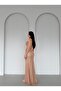Gold Thin Strap Y Slit Sequin Evening Dress - 5