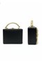 Black Handbag with Floral Relief - Imported Special Design Hand and Shoulder Bag with Gold Detail - 5