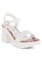 Women Faux Leather Pin Buckle Platform Heels in White