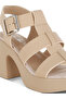 Women Chunky Pin Buckle Platform Heels in Beige - 4
