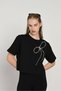 Girl's Single Jersey T-Shirt with Bow Embroidery - 2