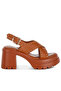 Women Stud Embellished Block Heel Sandals in Tan - 2