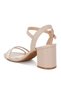 Women Mesh Pin Buckle Block Heels in Beige - 3