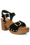 Women Real Suede Leather Clog Sandals in Black