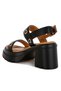 Women Eyelet Detail Platform Heel Sandals in Black - 3