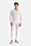 6035 Men's Long Sleeve V-Neck Thermal Top Underwear-Ecru - 4