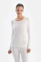 502V504 Women's Long Sleeve O-Neck Thermal Underwear Set-Ecru