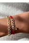 Red Knitted/Zircon/Heart Bracelet - 3