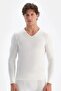 6035 Men's Long Sleeve V-Neck Thermal Top Underwear-Ecru