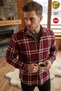 Men's Burgundy White 2-Line Lumberjack Thick Soft Textured Regular Old Money Culture Shirt - 2