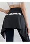 Women's Black Tie-Up Yoga and Tennis Skirt - Leggings Top Hip Covering Pareo - 4