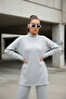 Women's Loose Fit Half Turtleneck Tunic and Bottom Top Set with Elastic Waist Pants - 8