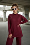 Women's Loose Fit Half Turtleneck Tunic and Bottom Top Set with Elastic Waist Pants - 4