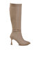 Women's Thin Heeled Boots with Fur Inside and Zipper 9652013 Z
