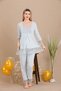 Women's Lace Detailed 3-Piece Maternity Pajama Set, Maternity Long Robe and Pajama Set - 2