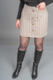 Women's Winter Dark Stone Chic Ornamental Button Detailed Striped Mini Skirt 6824 - 3