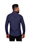 Men's Navy Blue Red Polka Dot Double Collar Cotton Slim Fit Shirt - 3
