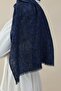 Almond Pattern Wool Silk Shawl Navy Blue - 4