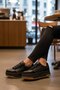 Women's Daily Khaki Leather High Sole Casual Shoes Black - 3