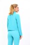 Oval Stand Collar Short Jacket-Turquoise - 5