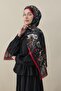 Flora Luxe Voile Silk Shawl Black Red - 2