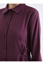 Plum waist-tie modal blend shirt dress - 3