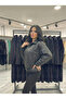 Women's Oversized shirt collar zippered lined waist belt detailed double pocketed crop leather jacket 4875 - 2