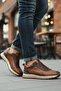Tan Genuine Leather Elastic Lace-Up Men's Casual Shoes M533 m