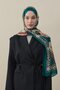 Rose Pattern Silk Voile Shawl Turquoise