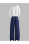 Girl's New 68 Printed White-Navy Blue Boat Neck Sweatshirt Tracksuit Bottom Top Set - 3