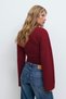 Burgundy Crew Neck Side Gathered Wide Sleeve Women's Blouse Mg2628 - 5