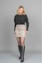Women's Winter Dark Stone Chic Ornamental Button Detailed Striped Mini Skirt 6824