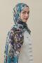 Baroque Pattern Wool Silk Shawl Turquoise-Anthracite - 4