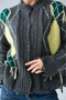 Women's Anthracite Diamond Pattern Fringed Knit Cardigan - 4