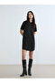 Black Crew Neck Stone Mini Dress