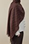 H Pattern Cashmere Silk Shawl Brown - 4