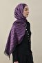 H Pattern Cashmere Silk Shawl Purple - 5