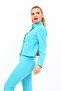 Oval Stand Collar Short Jacket-Turquoise - 3